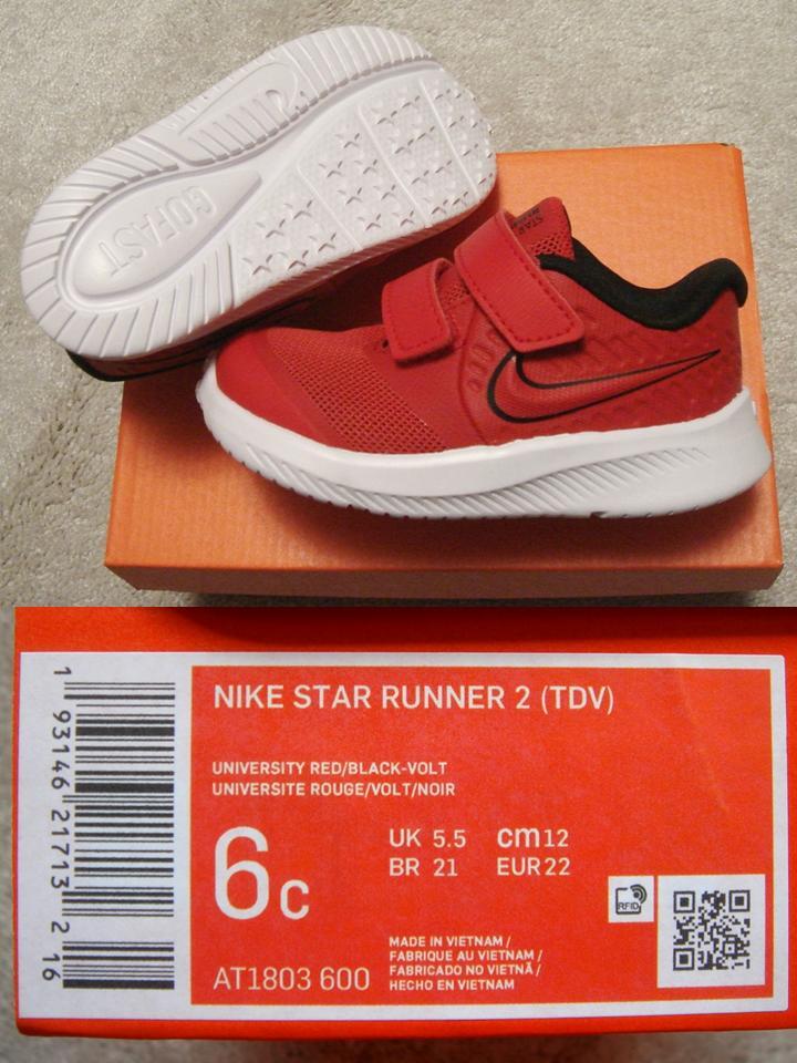 Nike Star Runner 2 TDV Kids Running Shoes Toddler Boy/Girl 6c Red
