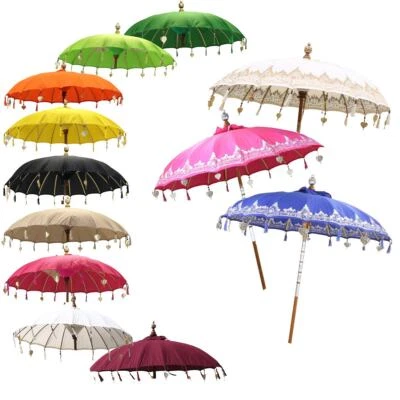 ORIENTAL GALERIE Bali Sonnenschirm Balinesischer Schirm ideal für Balkon 2-teilig ca. 130 Ø cm