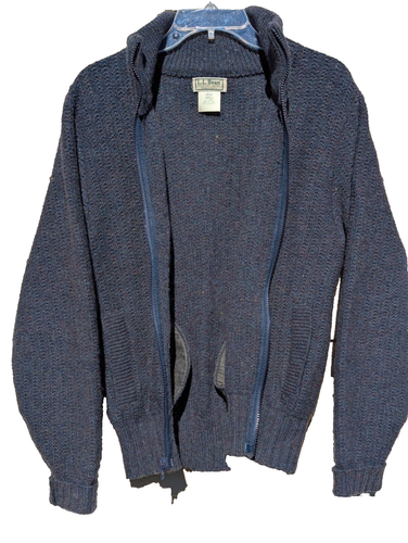 Vtg LL Bean Mens S Blue Wool Knit Full Zip Sweater Jacket Maine, USA 1730 - Picture 2 of 12