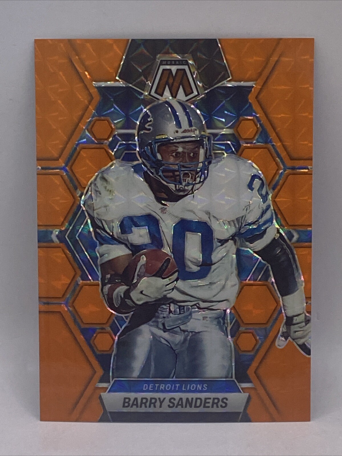 2023 Mosaic Barry Sanders Orange Fluorescent #17/25 #190 SSP HOF LIONS PRIZM