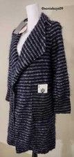 Lola Women's Wool Blend Long Sweater Coat, Navy-grey, Size L