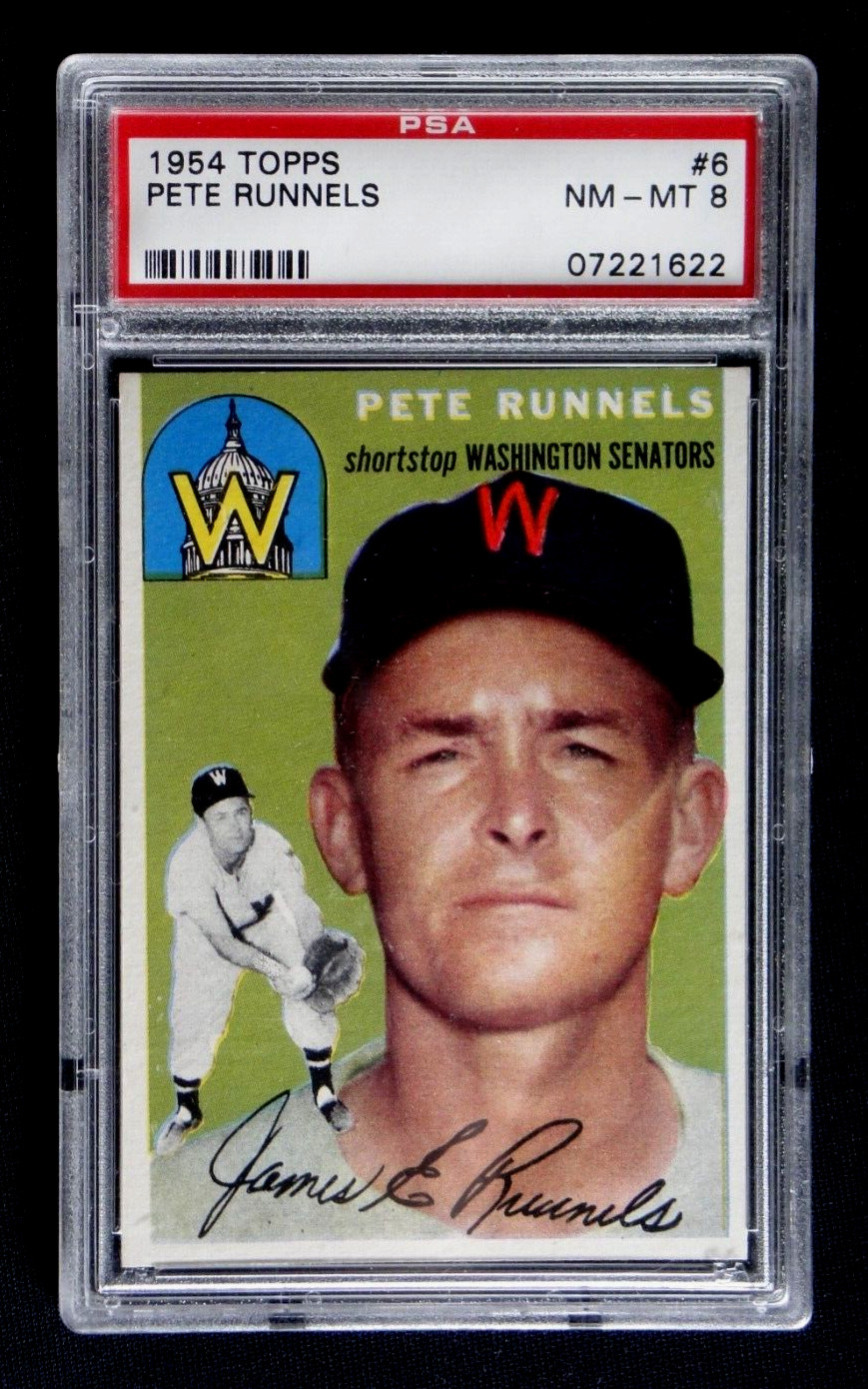 PETE RUNNELS 1954 TOPPS BASEBALL CARD #6 PSA 8 NEAR MINT TO MINT ORIGINAL