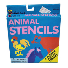 NEW VINTAGE COLORFORMS ANIMAL STENCILS PACK OF 3 PLASTIC COLORFUL SEALED