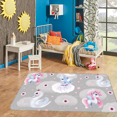 3D Girl Swan Flower ZHUA1557 Game Non Slip Rug Mat Photo Carpet Zoe