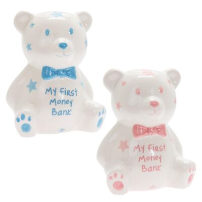 My First Spardose MINI Teddy Spardose weiß mit Sternen - Farbe wählbar