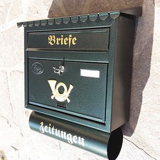 XXL Briefkasten Postkasten Grün +Zeitungsrolle Katalogeinwurf Nostalgie Neu
