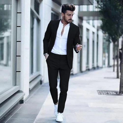 Tuta da uomo 2 pezzi sposi smoking formale matrimonio business blazer aderenza slim - Foto 7 di 28