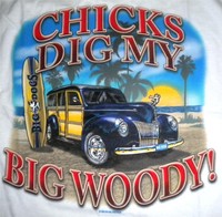 Chicks Dig My Woody Station Wagon Big Dogs Tee Shirt White Large 2x 6x Cotton Chicks Dig My Woody Station Wagon Big Dogs Tee Shirt White Large 2x 6x Cotton