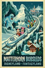 Disneyland Matterhorn Bobsleds Yeti Mickey Minnie Fantasyland Poster MATTE 11X17