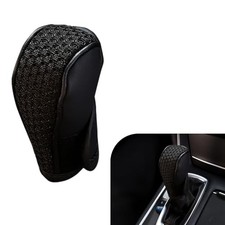 Car Gear Shift Cover, Leather Gear Shift Knob Cover, Anti-Slip Waterproof Black