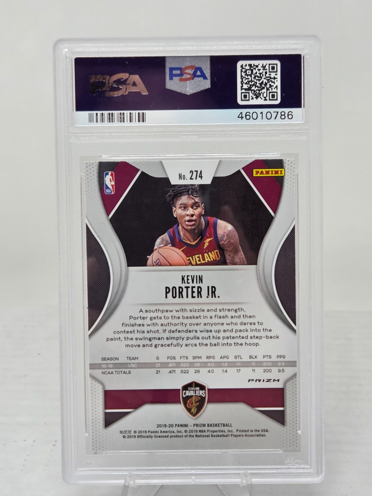 2019 Prizm Red/White/Blue Refractor KEVIN PORTER JR RC CARD PSA 10 GEM MINT view 2