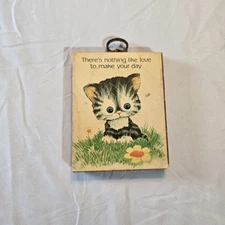 Vintage 1980 Paula-Cutes Cat Plaque C.M. Paula Co. Wall Hanging Cute Kitten