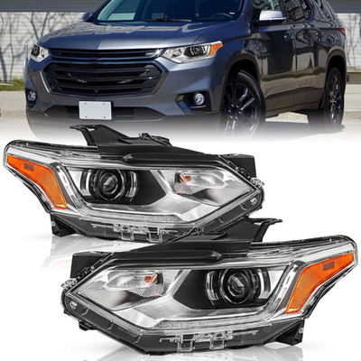 Hid/Xenon Headlight Assembly Set for 2018-2021 Chevy Traverse LED DRL Projector