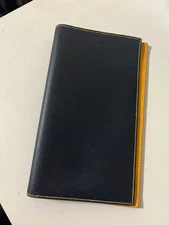 Hermes Notebook Cover Leather Navy 7.9in Used Very Good Condition Made in France