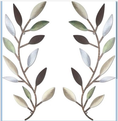 Zhengmy 2 Pieces Metal Tree Leaf Wall Decor Vine Olive Branch Leaf Wall Art