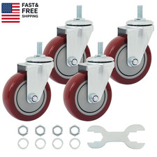 Swivel Caster Wheels 4 Inch Threaded Stem Casters Set of 4 Heavy Duty 1/2"-13 X