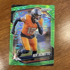 Panini 2025 Prizm Nik Bonitto Denver Broncos #230 Green Pulsar Prizm Football