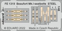 Eduard Accessories FE1319 - 1:48 Beaufort Mk.I Seatbelts Steel For Icm - Neu