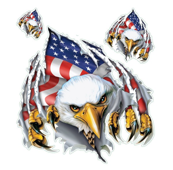 Aufkleber-Set USA Adler Kopf XL Airbrush 27 X 26 Cm Rip N Tear Eagle Decal-image