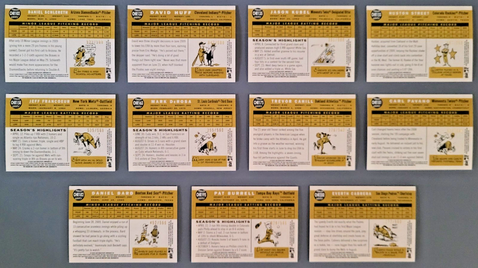 2009 TOPPS HERITAGE HIGH NUMBERS, CHROME REFRACTORS PARALLEL, LOT OF 11 ...