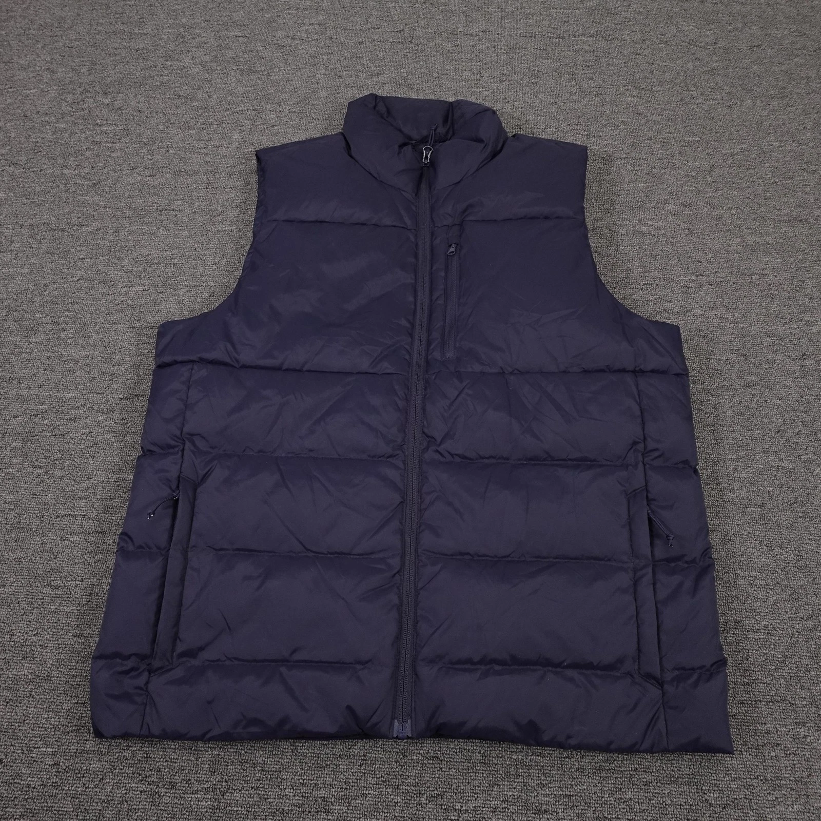 Lands' End Vest Mens Medium Blue Down Puffer Quilted Full Zip Pockets Nylon