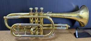 Elkhart Bb Cornet Gold Lacquer Built By Buescher 89079 W/Case, Mouthpiece & Lyre