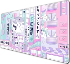 Pastel Tokyo Street Cute Desk Mat - 31.5"x15.75"x0.12", 