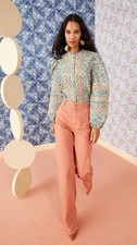 Ulla Johnson Antonina Blouse Peach Embroidered Floral Print Cotton Tunic Top M 4