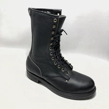 VTG 80s Lehigh Mens Sz 8.5 D Black Leather Steel Toe Linesman Logger Boots USA