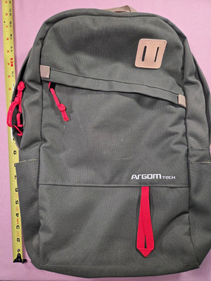 Argom Tech Padded Polyester Laptop Backpack 15 in, Solid Gray/Red, 18 in