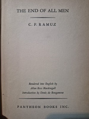 The End Of All Men by C F Ramuz  1st DJ 1944 Hardcover  Old