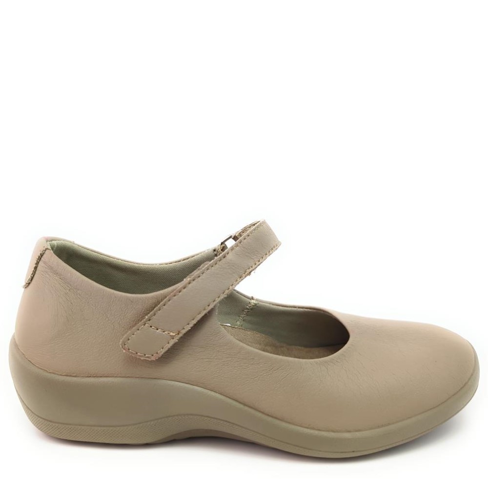 COMODA Y ELEGANTE BAILARINA CUÑA MUJER ARCOPEDICO THY LICRA TAUPE
