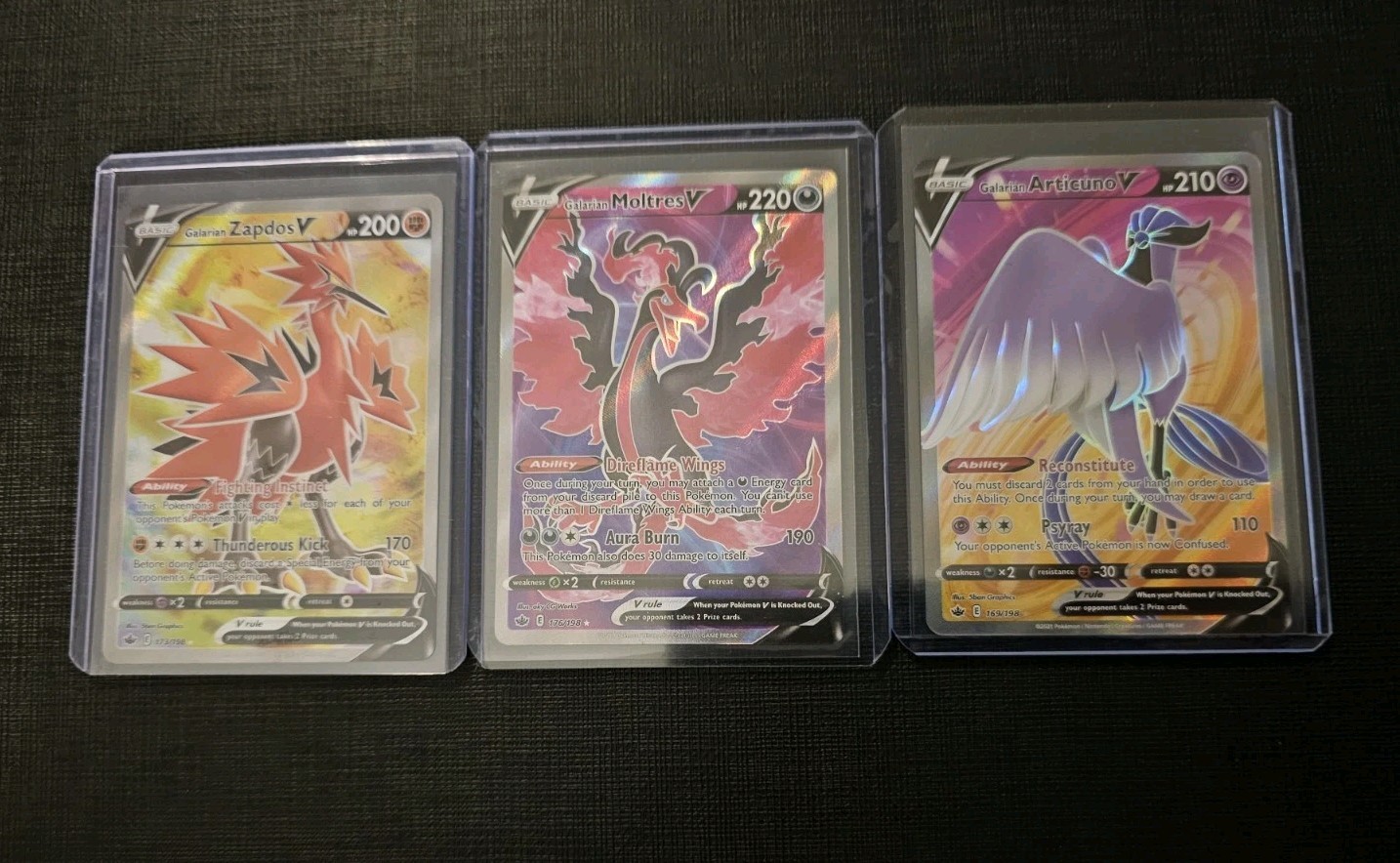 Galarian Moltres Articuno Zapdos Full Art 176/198 Chilling Reign NM
