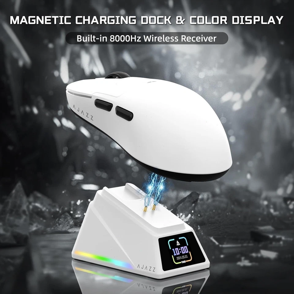 AJAZZ AJ159 APEX Tri-Mode Gaming Mouse 8K Magnetic Charging Dock Color Display - Image 4 of 4