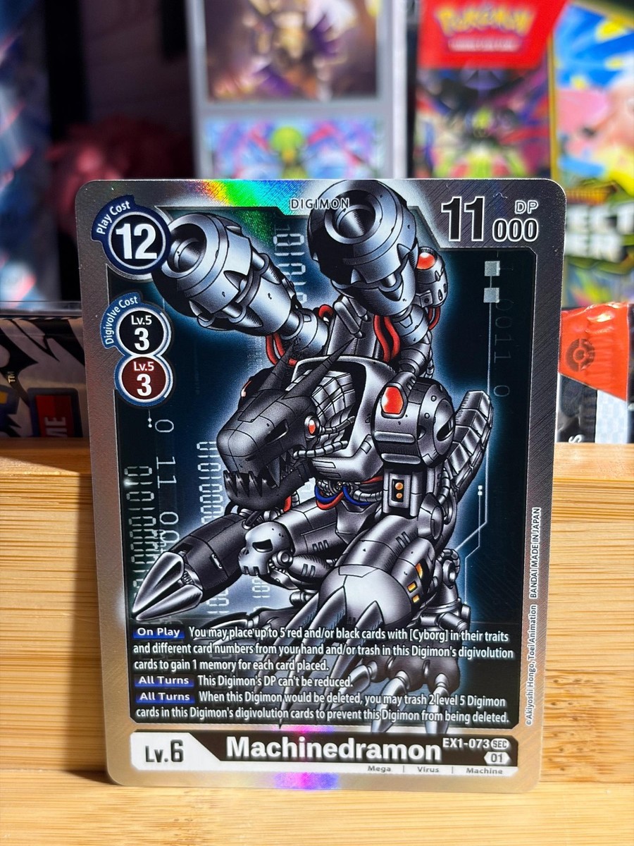 digimon machinedramon card Old digimon card game. Machinedramon got annoyed . The first time i saw this card as a child makes me realize that Machinedramon consists of many other digimon parts installed. Truly magnificent