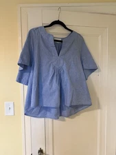 Tuckernuck Pomander Place Chambray Finley Flutter Sleeve Top Size XL