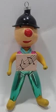 VINTAGE DE CARLINI MUSIC BOX BOY HAND-BLOWN GLASS CHRISTMAS TREE ORNAMENT