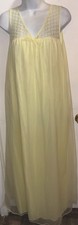 Vintage NOS Sears Lemony Yellow Sheer Nylon And Lace Long Nightgown Sz M