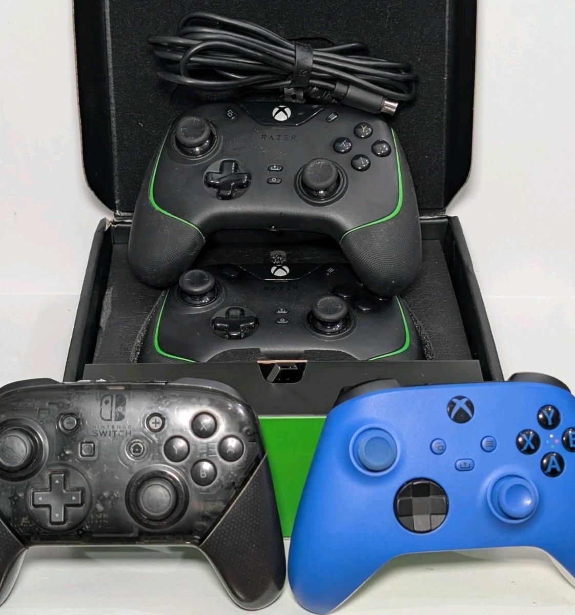 Xbox Controller Lot 4 Parts Repair Razer Wolverine V2 Xbox Shock Blue Switch