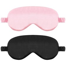 2 Pack Sleep Mask Silk Eye Cover for 1 Count Pack of 2 , Pink black