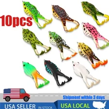 Weedless Topwater Frog Lures - 10Pcs Soft Swimbaits for Bass & Trout