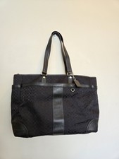Coach Purse F77156 Black Signature Logo Multi Tote Large Travel Diaper Bag