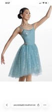 Weissman Girls Blue Sequin Dance Dress MC 10/12 Tulle w/ Hair Accessory
