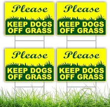 Keep Dogs Off Grass Signs for Yard, 4 Pack Please Curb Your Pet, No Pooping No P