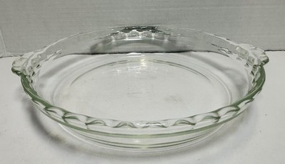 Vintage Pyrex # 229 Clear Glass Deep Dish 9.5'' Scalloped Fluted Edge Pie Plate