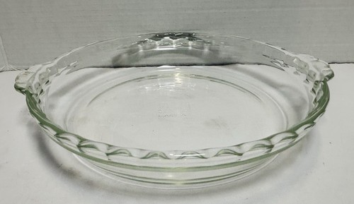 Vintage Pyrex # 229 Clear Glass Deep Dish 9.5" Scalloped Fluted Edge Pie Plate