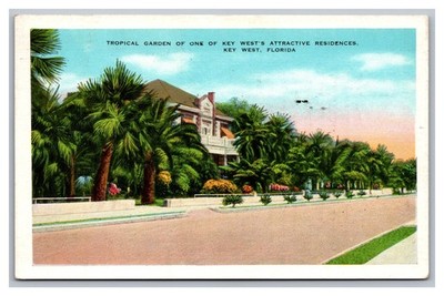 Key West Florida Tropical Garden of Residence Posted 1951 White Border Postcard