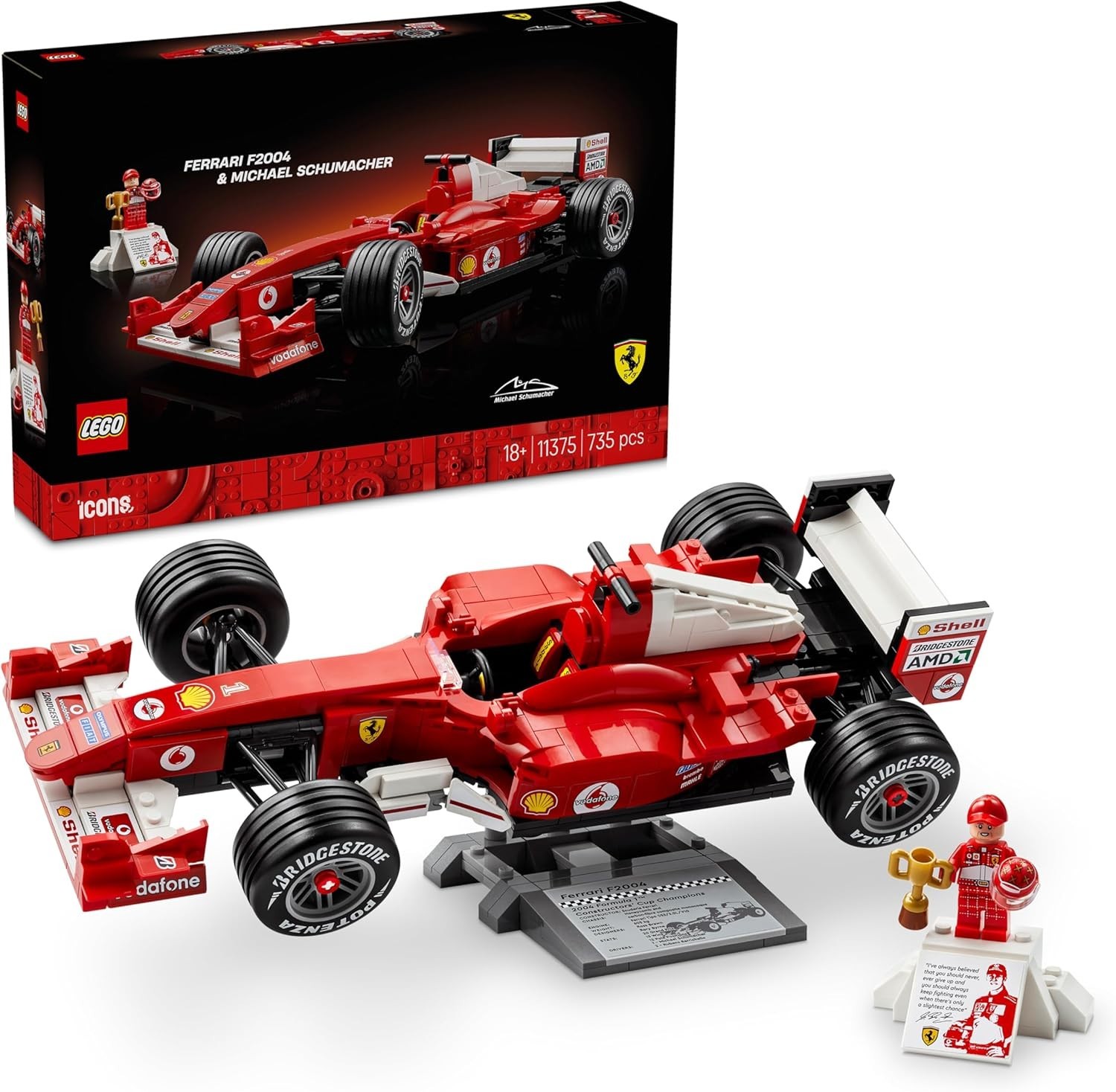 Lego Icons Ferrari F2004 Michael Schumacher F1 Car Model Kit Adults New