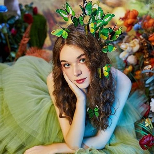 Tea Party Butterfly Fascinator Flower Wreath Headwear - Picture 4 of 19