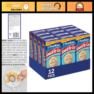 Ready-to-Eat Tuna Salad Kit with Crackers - 12 Pack, 3.6 oz Portable Snack